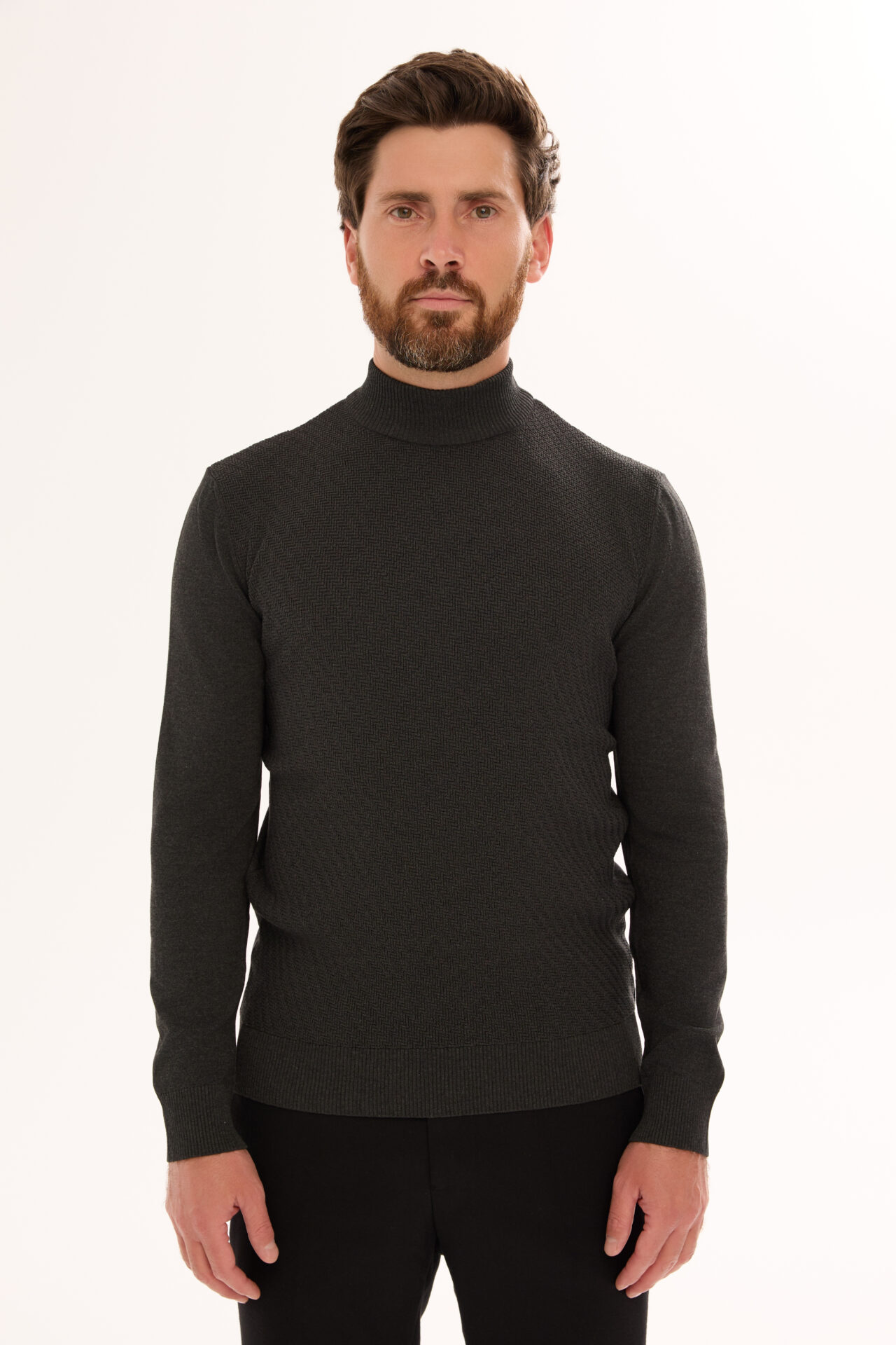 Big Size bomber jacket made of black Italian cashmere with a detachable collar
