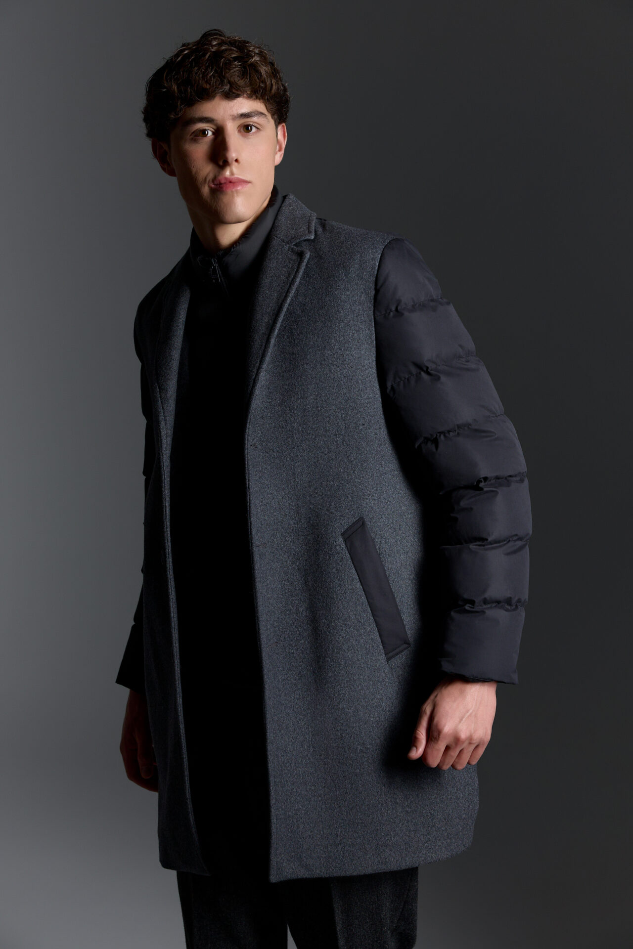 Small check wool jacket