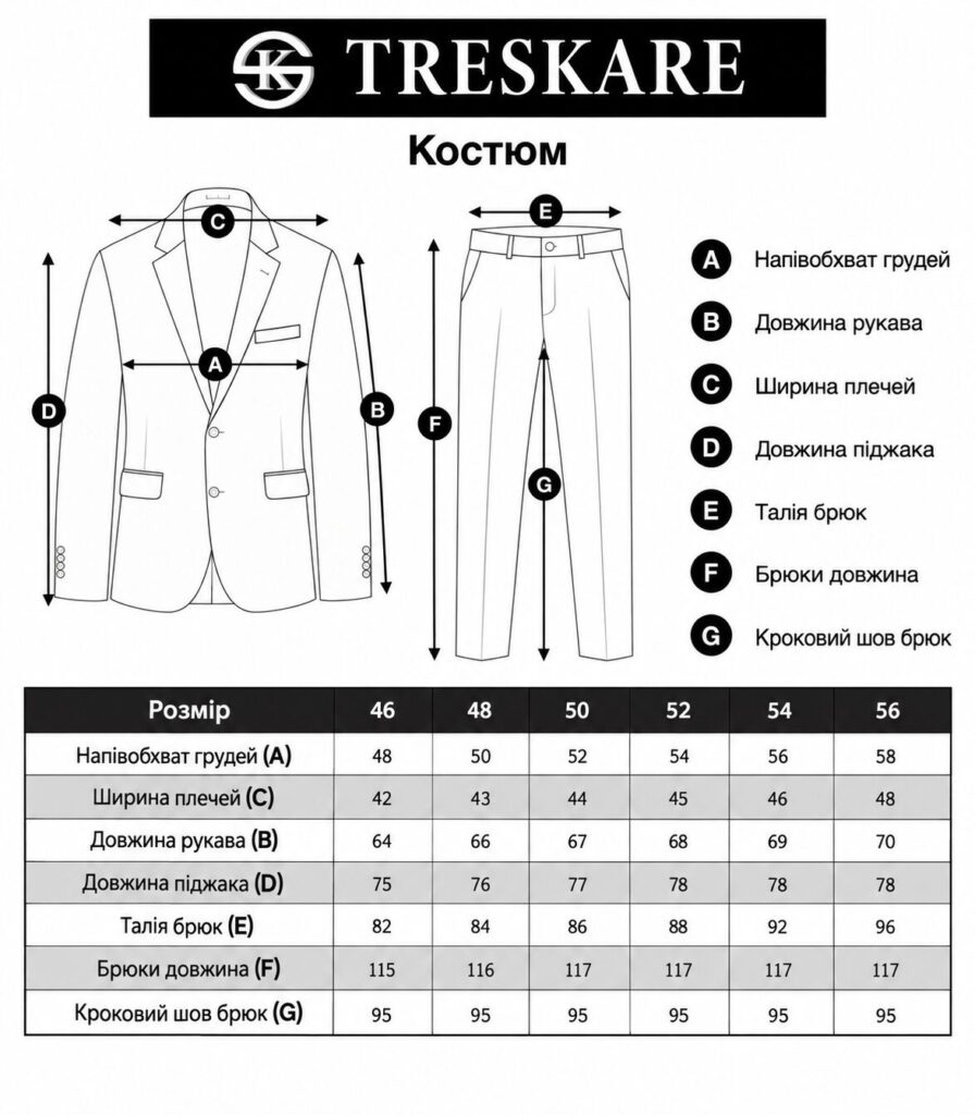 таблиця розмірів Костюм - арт: 26521